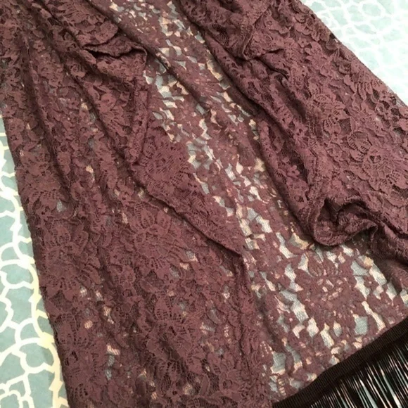 LULAROE Grey Lace Monroe Kimono Size Small - Picture 4 of 5